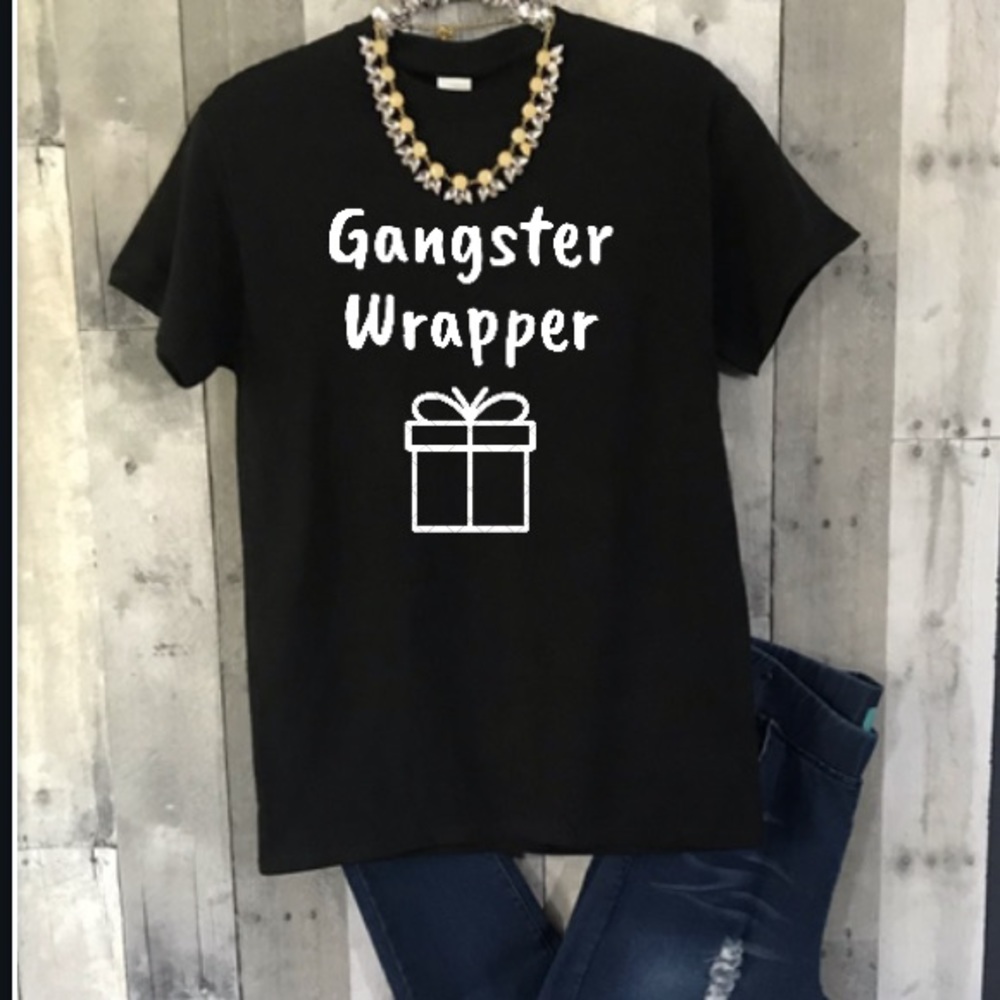 Gangster Wrapper Black Graphic Tee Shirt Small-3Xl